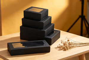 Cajas de Papel Kraft Negras con Ventana Transparente, Cajas de Regalo de Varios Tamaños, Cajas de Cartón Negras para Joyería - Product Image 5