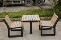Table de pique-nique en bois WPC pour l'extérieur, usage public et commercial, école, restaurant, bistrot, jardin, terrasse, café extérieur, avec chaises