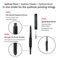 Crayon à sourcils 3 en 1, poudre à sourcils et pinceau, waterproof, 4 teintes, logo personnalisé, cosmétiques en gros