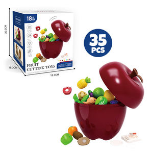 25/35 Pièces Ensemble de Jeu Alimentaire de Luxe à Découper, Boîte de Rangement en Forme de Pomme, Fruits et Légumes pour la Reconnaissance, Jouets d'Imitation pour Enfants, Cadeau Éducatif - Product Image 3