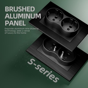 Nero grigio oro doppia presa elettrica 2 in 1 presa di corrente a muro in alluminio pannello Schuko doppia presa per EU spina 16A 210V ~ 250V - Product Image 5