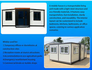 Casa Contenedor Prefabricada con Marco <span class=keywords><strong>de</strong></span> Acero y Puerta <span class=keywords><strong>de</strong></span> Aluminio con Doble Acristalamiento, Casas Prefabricadas Móviles para Obras <span class=keywords><strong>de</strong></span> Construcción - Product Image 6