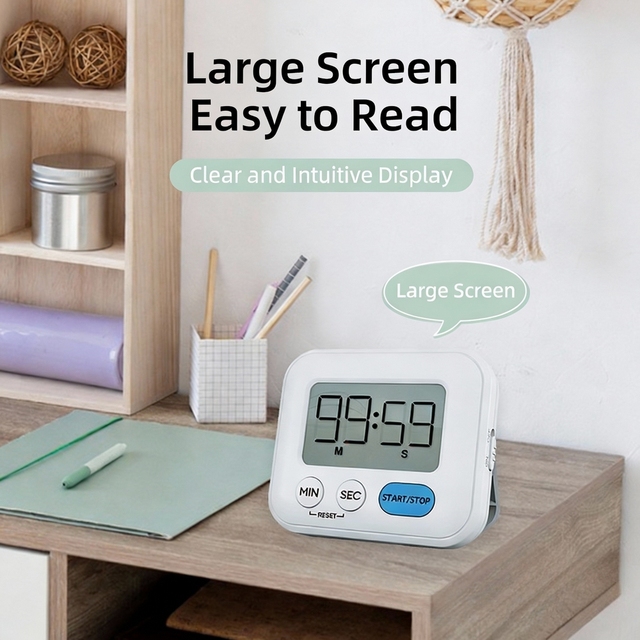 Portable Modern Digital Electronic Countdown Timer LED Illuminated Multi-Functional Battery Operated Kitchen Cooking Gym