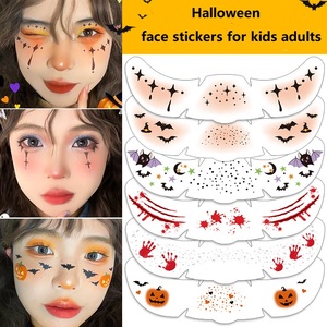Set de 6 Pegatinas Faciales de Halloween, Adhesivos de Murciélagos Espeluznantes para <span class=keywords><strong>Mujer</strong></span>, Pegatinas de Ojos Horripilantes, Adhesivos de Huellas de Calabaza - Product Image 3