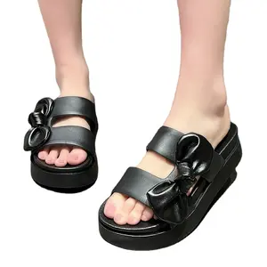 New bow platform slippers non-slip comfortable shit feeling casual outdoor flip flops beach slippers