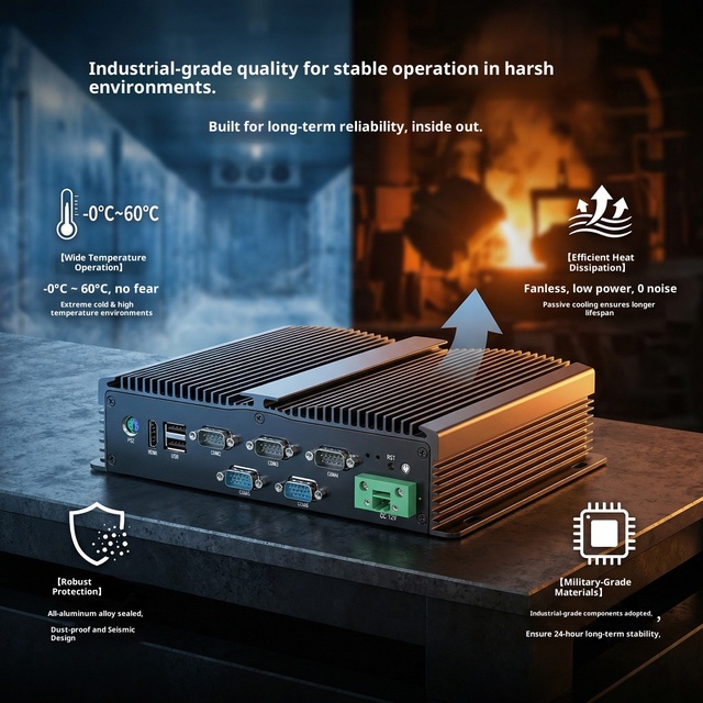 Fanless Mini Industrial Computer 6200U Dual Network Multi-Port Wide Temperature Embedded