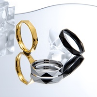 Bijoux de mode en gros, anneaux géométriques en acier inoxydable plaqué or, anneaux simples en forme de losange pour femmes et hommes