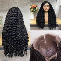 Perruques sans colle transparentes à dentelle frontale, cheveux humains bouclés super longs double drawn, densité 180%
