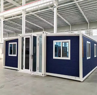 Maisonnette préfabriquée moderne de 40 pieds en conteneur extensible, bureau avec chambres et salle de bain complète, ignifuge et isolée, à vendre