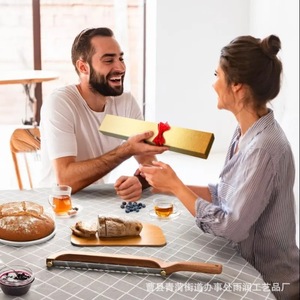 Wooden <b>Bread</b> <b>Knife</b> Bow Shape 8-9.9in Stainless Steel Blade For Slicing <b>Bread</b> Baguette Toast Home Use - Product Image 4