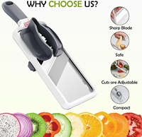 Mandoline à légumes manuelle avec lames en acier inoxydable réglables, poignée ergonomique, compatible lave-vaisselle, pour la maison