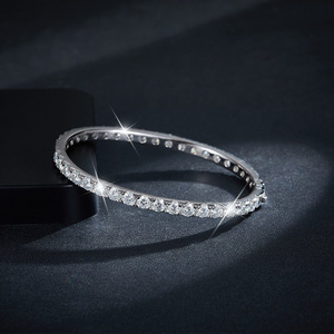 All <b>Fashions</b> 2024 New Arrival Platinum 4mm Round Moissanite <b>Bracelet</b> Hot Sale Fashionable Jewelry Bangles - Product Image 4