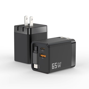 Retractable 65W PD USB C <strong>Charger</strong> EU US UK Plug 65W GaN Fast Phone Wall <strong>Charger</strong> with 60CM Retractable Cable - Product Image 2