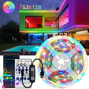 Tira de luces LED Aplicación Bluetooth o Control remoto Wifi 5050RGB Iluminación de tira inteligente para el hogar 5M/10M/30M