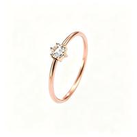 Koreanischer Nischen-Luxus Sechszackiger Kubischer Zirkonia Edelstahl Paarringe Minimalistischer Glatter Ring 18K Gold Schmuck