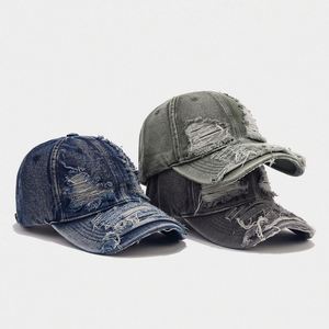 Fashion Washed Cotton Faded Soft Top Baseball Cap Dad <b>Hats</b> Worn Out Denim Solid Color Furred Men Women Distressed Dad <b>Hat</b> - Product Image 2