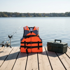 Chaleco Salvavidas de Espuma Naranja para Adultos con Correas y Hebillas Negras para Seguridad Acuática en el Muelle - Product Image 1