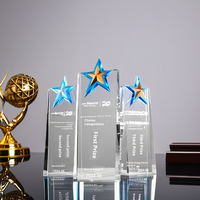 ELOR Coloré Cristal Trophée Cinq Étoiles Conception Creative Exquis Sculpté Société Réunion Annuelle Excellent Employé Souvenir