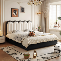 Lit en tissu pliable de style français avec un grand espace de rangement, lit en tissu multifonctionnel de luxe, lit king-size ou queen-size