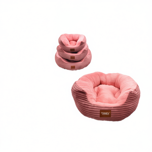 Cuccia per Cani Ellittica Rosa in Velluto di Cotone e Corduroy - Product Image 2