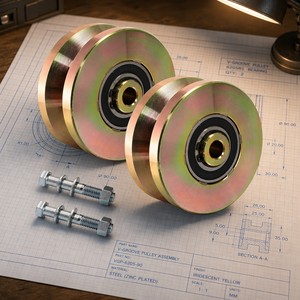 Roues à rainure en U de 58 mm, <span class=keywords><strong>roulettes</strong></span> robustes <span class=keywords><strong>pour</strong></span> <span class=keywords><strong>portail</strong></span> <span class=keywords><strong>coulissant</strong></span>, roues de <span class=keywords><strong>portail</strong></span> <span class=keywords><strong>coulissant</strong></span> avec vis, double roulement, bleu blanc galvanisé - Product Image 1