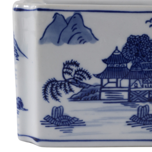 Organizer da Scrivania in Ceramica Rettangolare con Disegni Tradizionali Chinoiserie, Piccolo Accessorio per l'Ufficio - Product Image 6