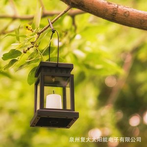 Linterna Solar con Forma de Vela, LED con Efecto de Parpadeo, Decoración de Jardín para Exteriores, Luz Colgante con Acabado Mate - Product Image 2