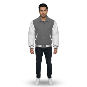 Chaqueta Bomber de Béisbol Varsity para Hombre 2025, 100% Algodón, Cuello Alto, Logotipo Frontal con Bordado Personalizado - Product Image 1