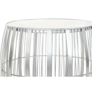 Mesa Auxiliar de Hierro y Mármol 46x46x41 Plateada - Product Image 2