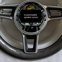 Volante Deportivo de Fibra de Carbono Redondo sin Botones, Color Beige, Compatible con Porsche 911, 718, Panamera, Macan, Boxster, Cayman, GT2, Todas las Series