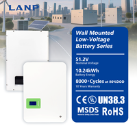 Batterie de stockage d'énergie au lithium LiFePO4 murale 51,2 V 200 Ah 10,24 kWh, 8000 cycles, pour usage domestique, alimentation à puissance divisée