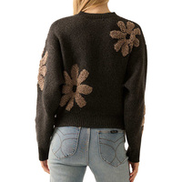 Pull en maille mélange mohair personnalisé pour femme, col rond, motif floral intarsia, style décontracté et tendance, vente en gros