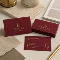 Cartes de visite de luxe personnalisées, impression sérigraphique, carton, encre dorée, design personnalisé de forme spéciale rouge premium - Cartes de remerciement pour petites entreprises