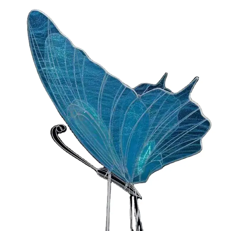 blue Butterfly Lights Iron Stand Glow Butterfly Wings Screen Decoration Stage Layout Butterfly Backdrop Party Wedding