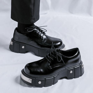 Dernier design, chaussures habillées formelles pour hommes, élégantes, à lacets, avec semelle épaisse et rehaussante, en dentelle, style spécial. - Product Image 3