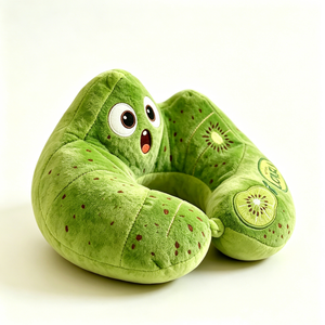Almohada de Viaje de Peluche Personalizada con Forma de Kiwi, Cojín de Cuello con Personaje de Kiwi Adorable, Almohada de Cuello de Peluche Bordada con Rodaja de Kiwi - Product Image 2