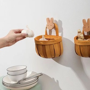 Panier mural en bois tissé à la main pour le stockage des légumes, des fruits, des pommes de terre, des œufs, du gingembre, de l'ail, de l'oignon - Product Image 3