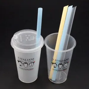 Tùy Chỉnh 100% Phân Hủy Sinh Học PLA Boba Rơm Lớn Cho Uống Cup Bong Bóng Màu Boba Rơm Rơm Nhựa Cứng