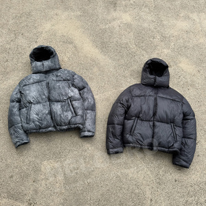 Giacca Invernale Imbottita Personalizzata da Designer con Cappuccio Rimovibile, Giacca Tecnica Puffer Effetto Stropicciato - Product Image 6