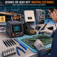 Kit Stasiun Solder Profesional 300W Termasuk 10 Tip, 5 Pinset, Sumbu Desolder, Inti Pemanas, dan Set Alat Sensor