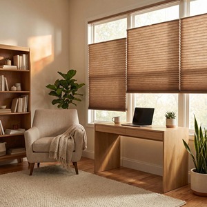 ستائر خلايا النحل بيرسيليكس بدون حبال، ستائر خلوية عمودية مدمجة، ستائر نوافذ خلايا النحل علوية الفتح من البوليستر العادي، ستائر تعتيم - Product Image 3