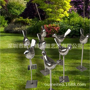 Sculpture de pigeon en acier inoxydable, décoration de pelouse extérieure, figurine animale, ornement artistique à poser au sol - Product Image 4