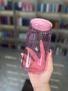 25/50 pièces, entrepôt américain, verre à bière en verre borosilicate coloré de 16 oz, gobelet à sublimation avec couvercles en plastique - Product Image 3