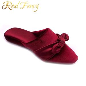 Mules de mariée en Satin rouge, pour femmes,, de haute qualité, intérieures, pour mariée, pantoufles - Product Image 5