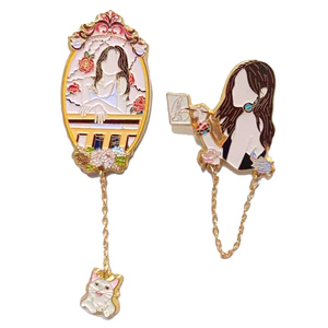 Épinglette en laiton plaqué or personnalisée broches accessoires de costume pour hommes avec chaîne épingles en émail connecter pour le thème Anime - Product Image 5