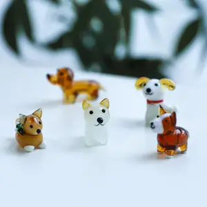 Creative גור כלב בעלי החיים מיני כלי זכוכית קישוט בית קריקטורה שולחן זכוכית קישוט