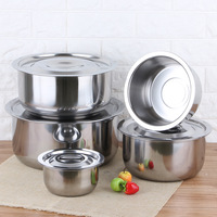 Set Perlengkapan Masak Stainless Steel OG 5 Buah Wadah Penyimpanan Makanan Grosir Dengan Tutup, Panci Masak, Mangkuk Penyimpanan