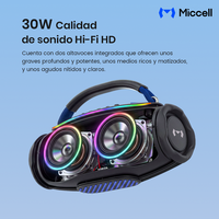 Haut-parleur sans fil Miccell 30W HIFI avec résistance à l'eau IPX5, idéal pour la musique en extérieur et les DJ
