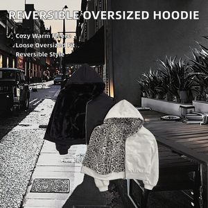 Oversized Zip Double Sided Wear Hoodie Custom Printed Solid Color Reversible Design Blank <b>Men</b> 100% Cotton Winter - Product Image 2