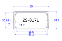 OEM ZHENGSHENG Mini boîtier PC ZS-8171 69x35 boîtier en aluminium extrudé IP54 pour onduleur Instrument électronique électrique